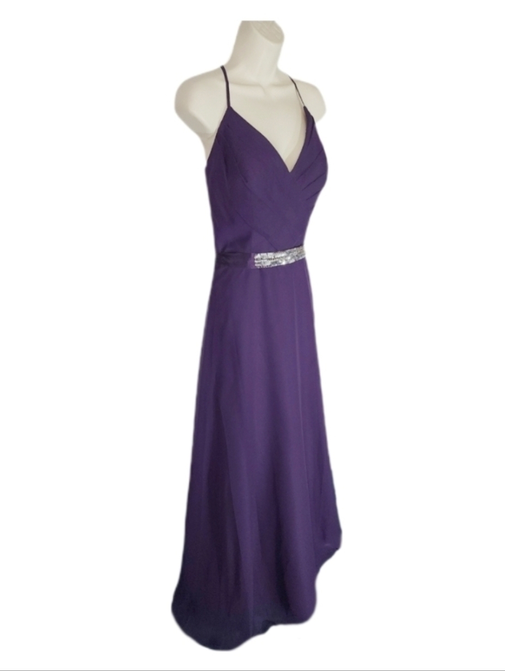 Davinci Dress Rhinestones and Sequins Ribbon Belt Sash Purple Size 10 - Picture 13 of 16